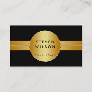 Carte De Visite Gold Stried Elegant Retro Cerclé Noir