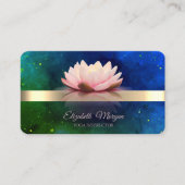Carte De Visite Gold Stripe, Étoiles, Lotus Flower Yoga (Devant)