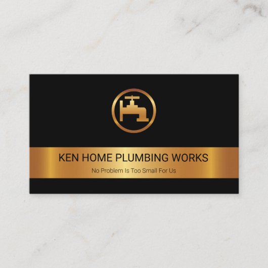 Carte De Visite Gold Stripe Gold Faucet Logo Plumbing Plumbing (Devant)