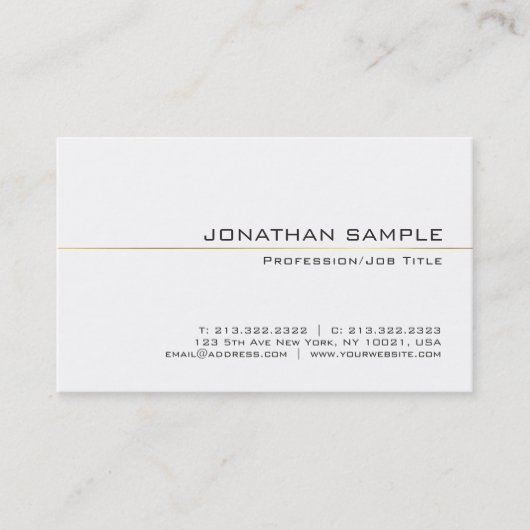 Carte De Visite Gold Stripe professionnel élégant Simple Plain Lux (Devant)