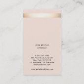 Carte De Visite Gold Striped Blush Rose Beauty Professionnel (Dos)