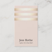 Carte De Visite Gold Striped Blush Rose Beauty Professionnel (Devant)