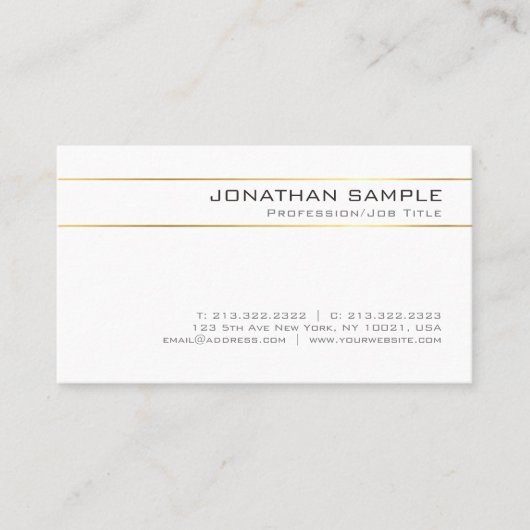 Carte De Visite Gold Striped Luxe Créatif Minimal Design tendance (Devant)