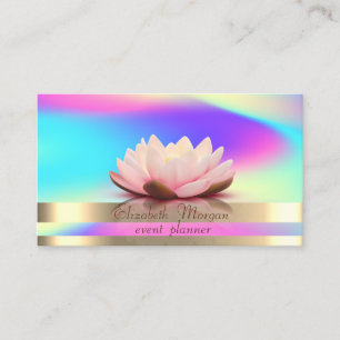 Carte De Visite Gold Stripes Ombre Holographique Iridescente Lotus