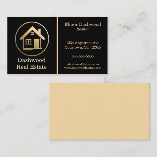 Carte De Visite Gold sur Black Luxury Real Estate (Devant / Derrière)