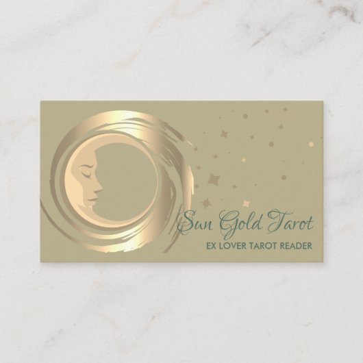Carte De Visite Gold Tarot Reader Stars Lune Soleil Céleste (Devant)