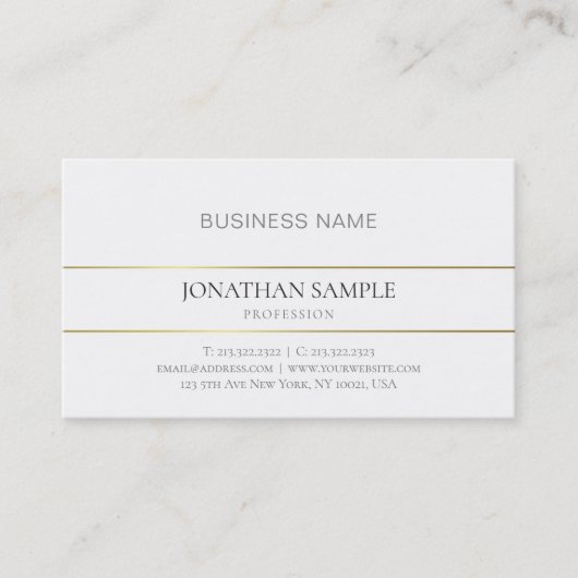 Carte De Visite Gold tendance Design Simple Company Moderne (Devant)