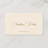Carte De Visite Gold Text Handwritten Name Luxury Signature Cream (Devant)