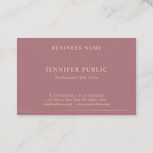 Carte De Visite Gold Text Modèle Professionnel Élégant Moderne (Dos)