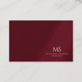 Carte De Visite Gold Text Monogram Template Luxe Bordeaux Elegant (Devant)