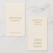 Carte De Visite Gold Texte Modèle Moderne Professionnel Vertical (Devant / Derrière)