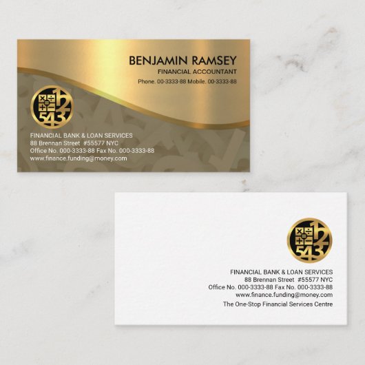 Carte De Visite Gold Texture Gold Wave Numéros de compte financier (Devant / Derrière)