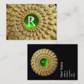 Carte De Visite GOLD THRACIE DISK MONOGRAM Green Emerald Gem (Devant / Derrière)