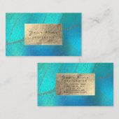 Carte De Visite Gold Tiffany Aqua Sepia Foil Délicat botanique (Devant / Derrière)