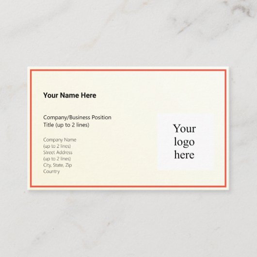 Carte De Visite Gold Tint Gradient & Orange-Rouge Logo Std. (Devant)