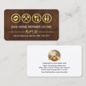 Carte De Visite Gold Tools Line On Timber Wood (Devant / Derrière)