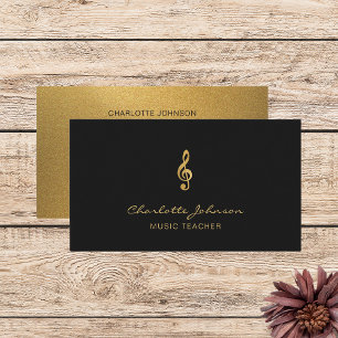 Carte De Visite Gold Treble Clef Professeur de musique professionn