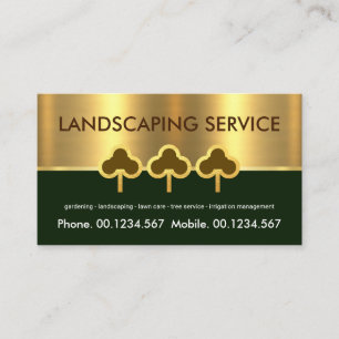 Carte De Visite Gold Tree Line Green Lawn Care