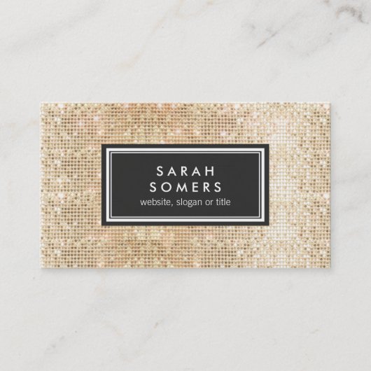 Carte De Visite Gold Trendy Fun FAUX Sequin Beauty Salon (Devant)