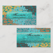 Carte De Visite Gold Turquoise Abstrait Floral Fine Art (Devant / Derrière)