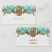 Carte De Visite Gold & Turquoise Sea Shell Glam Beach Élégant Pers (Devant / Derrière)
