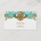 Carte De Visite Gold & Turquoise Sea Shell Glam Beach Élégant Pers (Dos)