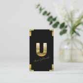 Carte de visite Gold U initial et bordures (Debout devant)