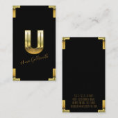 Carte de visite Gold U initial et bordures (Devant / Derrière)