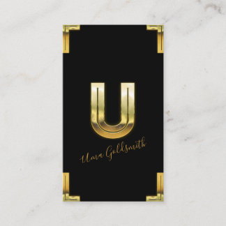 Carte de visite Gold U initial et bordures