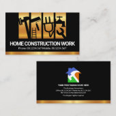 Carte De Visite Gold Vertical Construction Handyman Tool Stripes (Devant / Derrière)