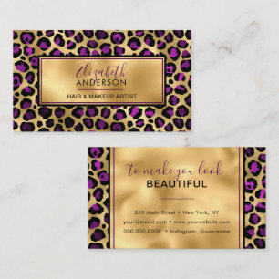 Carte De Visite Gold violet Empreinte de léopard mode tendance mod