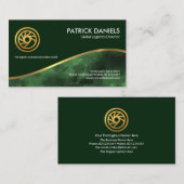 Carte De Visite Gold Wave Emerald Green Layers PDG Fondateur (Devant / Derrière)