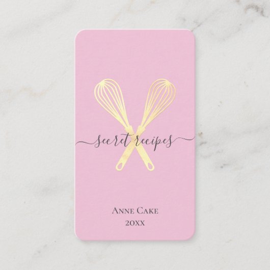 Carte De Visite Gold Whisk Bakery Chef Traiteur modifiable Code Qr (Devant)