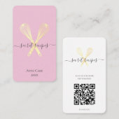 Carte De Visite Gold Whisk Bakery Chef Traiteur modifiable Code Qr (Devant / Derrière)