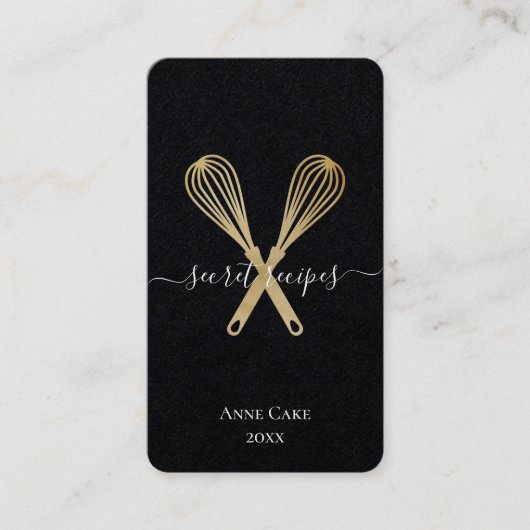 Carte De Visite Gold Whisk Bakery Chef Traiteur modifiable Code Qr (Devant)