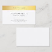 Carte De Visite Gold White Elegant Simple Modèle Professionnel (Devant / Derrière)
