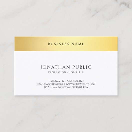 Carte De Visite Gold White Elegant Simple Template Connect With Us (Devant)