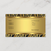 Carte De Visite Gold Wild Zebra Black Jewel Look Image (Dos)