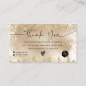 Carte De Visite Gold Winter Snowflake Noël Ordre Merci (Devant)