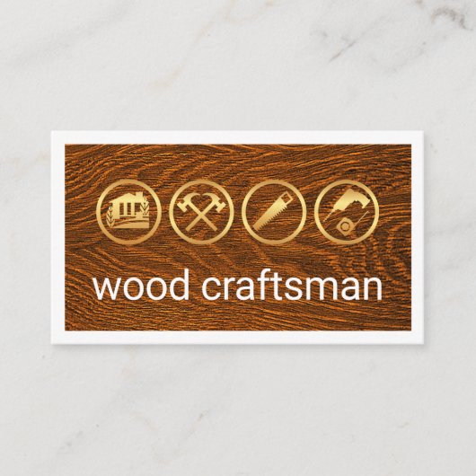 Carte De Visite Gold Woodman Tools On Timber Wood (Devant)