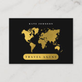 Carte De Visite Gold World Map Agent de voyage Médias sociaux Icôn (Devant)