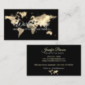 Carte De Visite Gold World Map Trip Globe Travel Agent (Devant / Derrière)