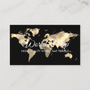Carte De Visite Gold World Map Trip Globe Travel Agent