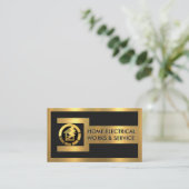 Carte De Visite Gold Wrench Frame Electrical Engineer (Debout devant)