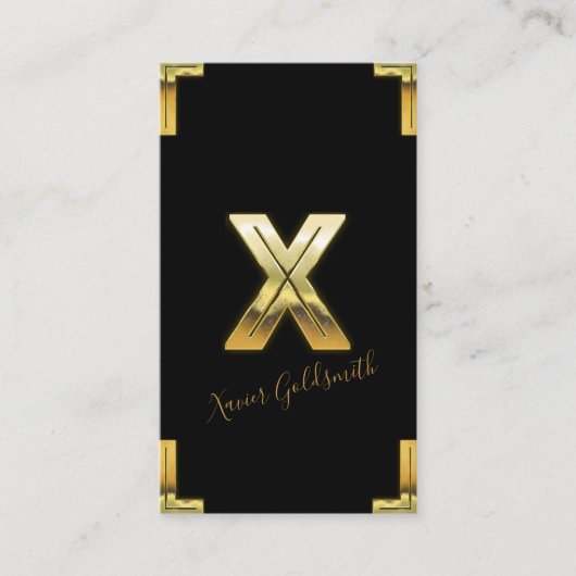 Carte de visite Gold X Initial et Borders (Devant)