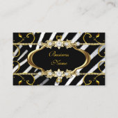 Carte De Visite Gold Zebra Black White Jewel Image (Devant)