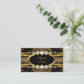 Carte De Visite Gold Zebra Leopard Black Jewel Look Image (Debout devant)