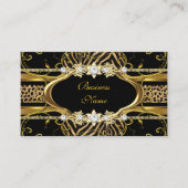 Carte De Visite Gold Zebra Leopard Black Jewel Look Image (Devant)