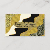 Carte De Visite Golden Abstrait Wave Modern Gold Glam tendance (Devant)