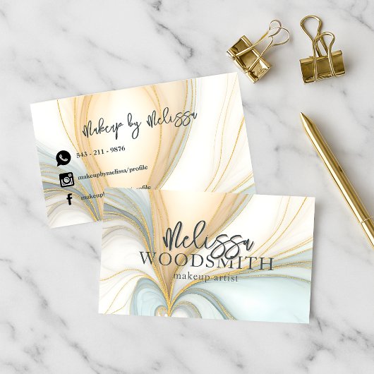 Carte De Visite Golden Agate Swirls Élégant Chic Professionnel